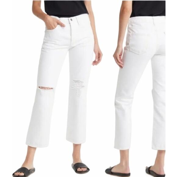 Edwin Womens Kali Ankle Vintage Straight Jeans 29 US 8 White Distressed NWOT - Picture 1 of 6
